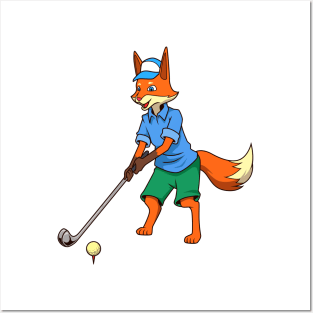 Comic fox plays golf - Golfer Posters and Art